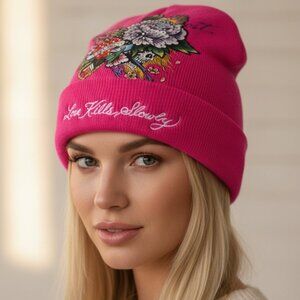 Ed Hardy‎ Love Kills Slowly Fuchsia Beanie One Size 164342